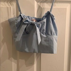 Blue bustier crop top